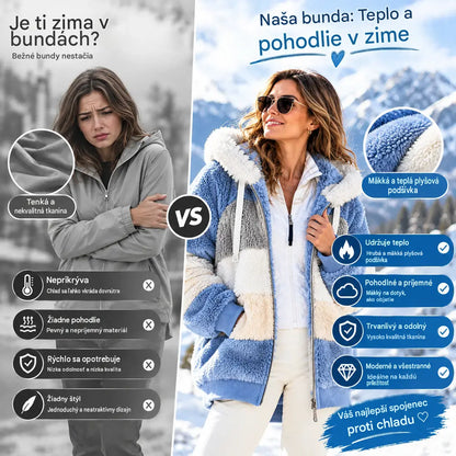 🔥 Zadnji dan – 50 % popust ❄️【S–5XL】Nov ženski topel plašč za leto 2026, podložen z mehkim plišem in s kontrastnimi črtami ✅ Plačilo po povzetju