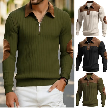 【S-2XL】Męska retro modna koszulka Henley z długim rękawem w kontrastowych kolorach – skupienie na wysokiej jakości odzieży męskiej