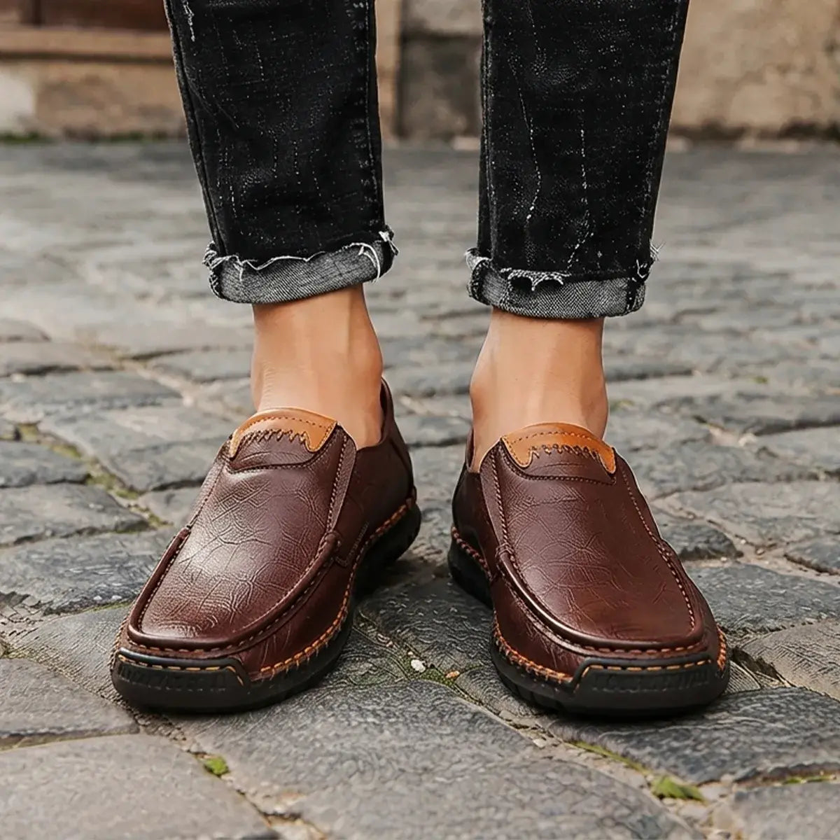 👞Poslední den sleva 50 %【38–48】Pánské volné kožené volnočasové boty, měkká podrážka pro pohodlí, ortopedický design, snadné nazouvání a vyzouvání