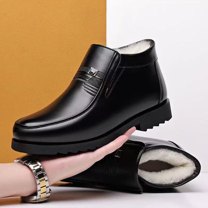 🔥【38-44】2025 Zapatos de invierno engrosados para hombre Cachemira de cuero genuino Resistente al frío y al calor