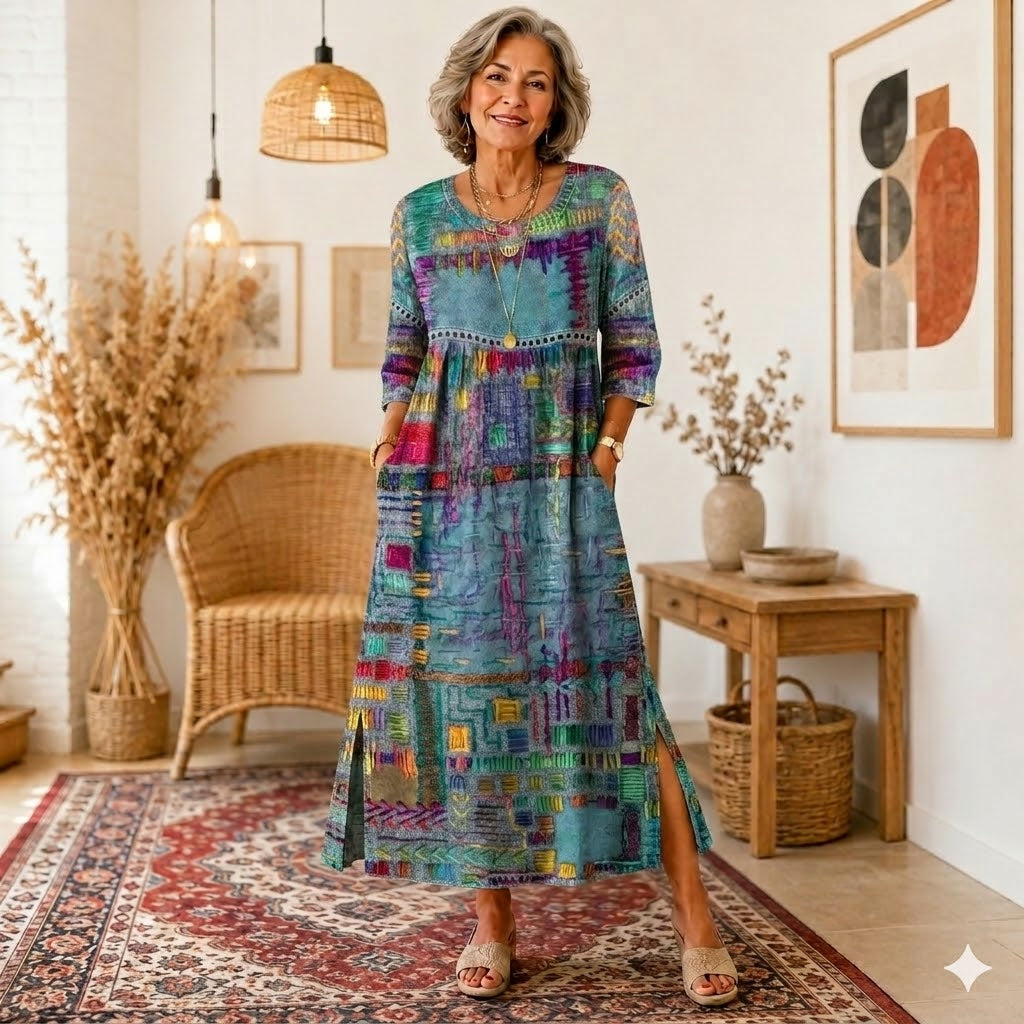 👗【S–5XL】Nové letní retro šaty s módním potiskem – lehké, prodyšné a pohodlné na každodenní nošení