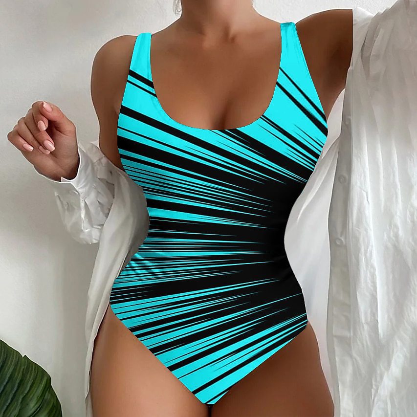 🌴🏖️【Újdonság akció】🔥【S~4XL】Egyedi csíkos egyrészes fürdőruha