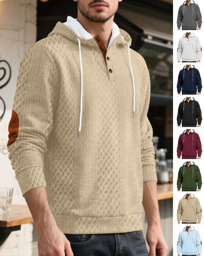🔥【S-3XL】Męska casualowa bluza z kapturem, żakardowa, jednokolorowa, 2025