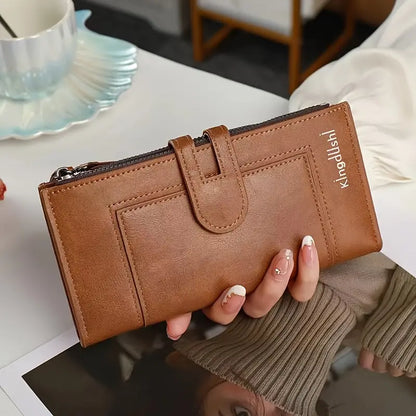 💰Dámská vintage peněženka z pravé kůže, dvojitý zip, více přihrádek na karty