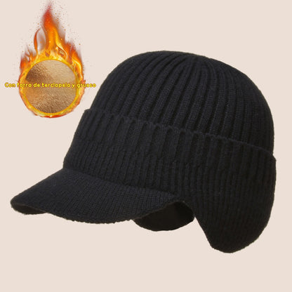 🔥 Gorro de punto cálido de invierno para hombre con orejeras,Versión normal / Versión con forro cálido