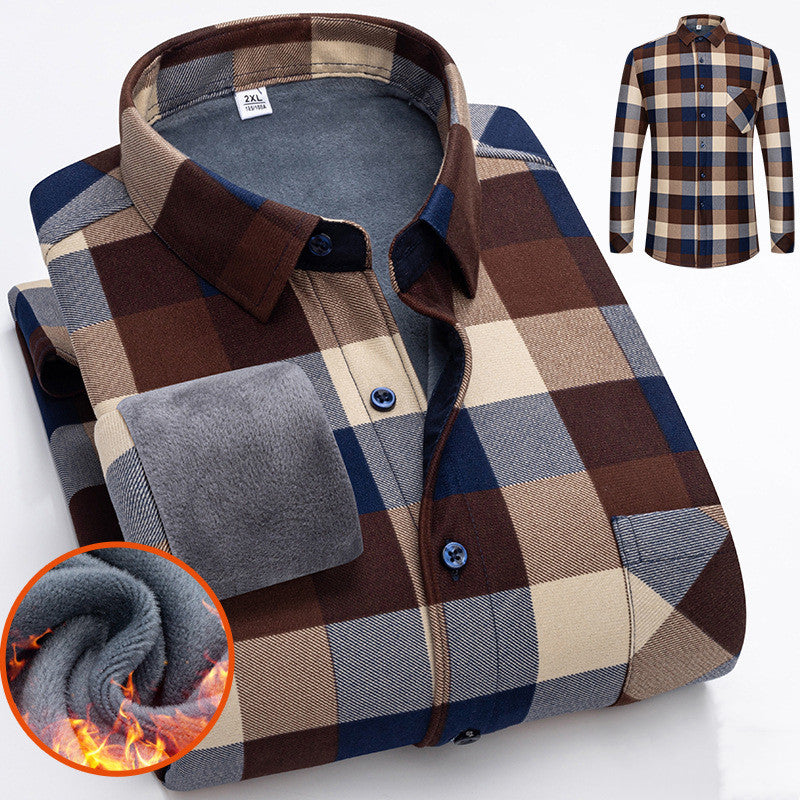 👔 【L-5XL】Męska zimowa biznesowa koszula z długim rękawem, ciepła i elegancka