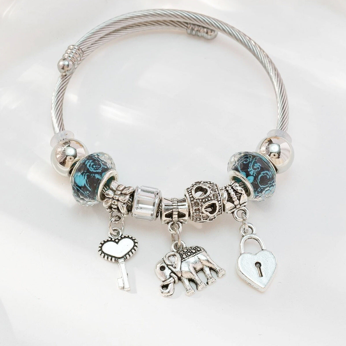 💎 Nowa damska kolorowa bransoletka z kryształowych koralików ze srebra próby 925