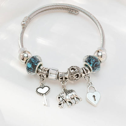 💎 Nowa damska kolorowa bransoletka z kryształowych koralików ze srebra próby 925