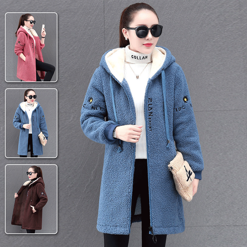 🥰【M-4XL】Nova modna zimska srednje duga ženska jakna od debele i tople koraljne tkanine