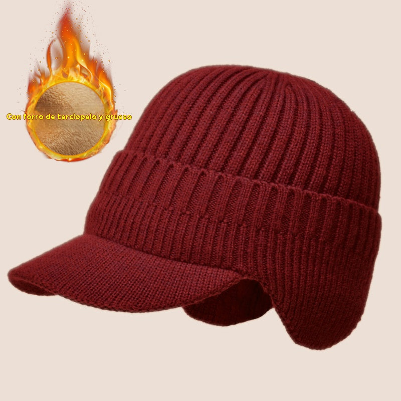 🔥 Gorro de punto cálido de invierno para hombre con orejeras,Versión normal / Versión con forro cálido