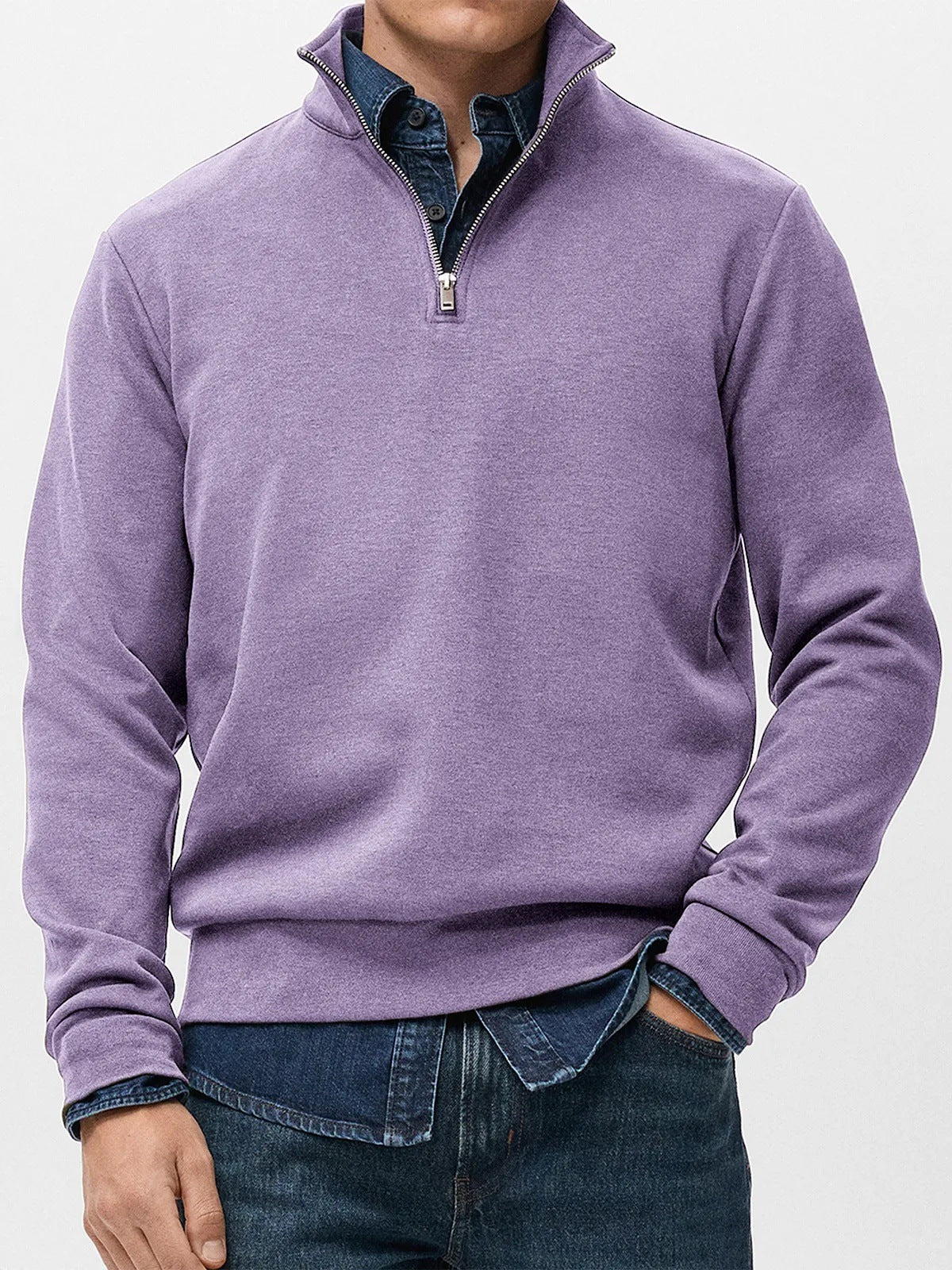 👔【S-5XL】🔥Νέα ανδρική φούτερ με όρθιο γιακά, άνετη και χαλαρή εφαρμογή, σχέδιο με μισό φερμουάρ