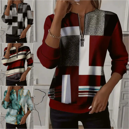 🔥【S–3XL】Női hosszú ujjú raglán ujjú pulóver – divatos mintával, kényelmes viselet