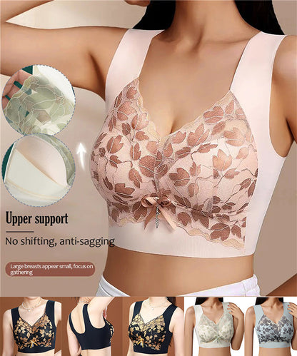 🎁💖【3 komad】【M-4XL】Čipkasti grudnjak velike veličine bez čeličnog prstena, luksuzna prekrasna leđa, seksi, prozračan i bešavni grudnjak 【40~100kg】
