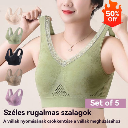 💕40–120 kg【3 darabos csomag】✨ Merevítő nélküli csipke melltartó, magas tartás, kényelmes és légáteresztő