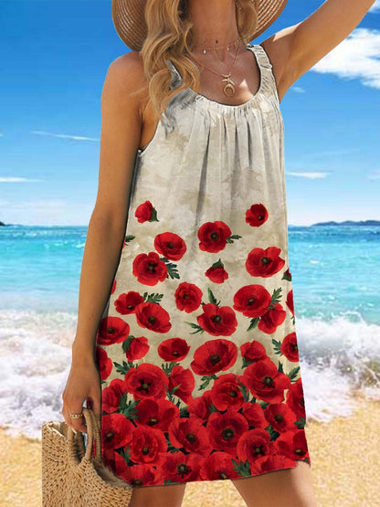 ⏳ Poslední den 50% sleva【S–5XL】Stylové dámské šaty s potiskem a volným střihem na ramínka, snadno kombinovatelné.