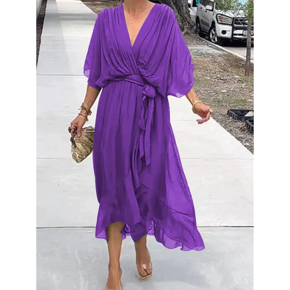 💟【S-5XL】👗Višebojna haljina od šifona s šišmiš rukavima