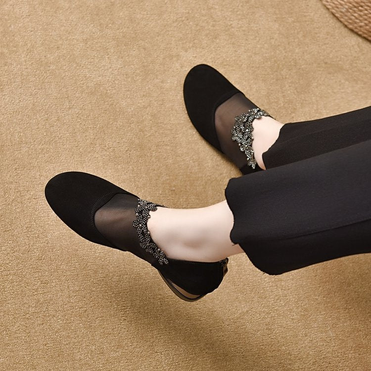 ✨【35-41】Nové elegantní kotníkové boty s prodyšnou síťovinou a nízkým podpatkem