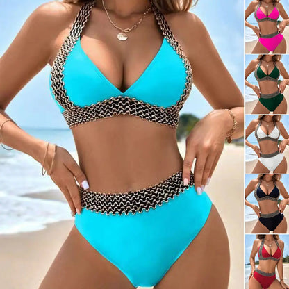 ⏳Időkorlátos akció【40-90KG】2026 Új divatos szexi bikini fürdőruha – egyszínű kétrészes fürdőruha pántos kialakítással