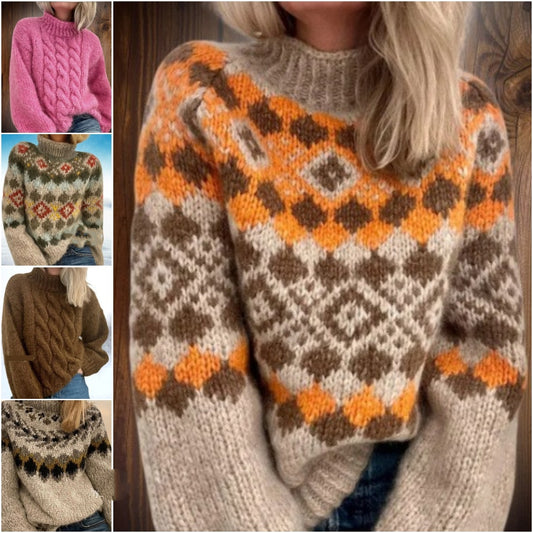 ✨【S-2XL】Seis modelos disponibles, jersey de punto de cuello alto para mujer de alta calidad, moderno y cómodo