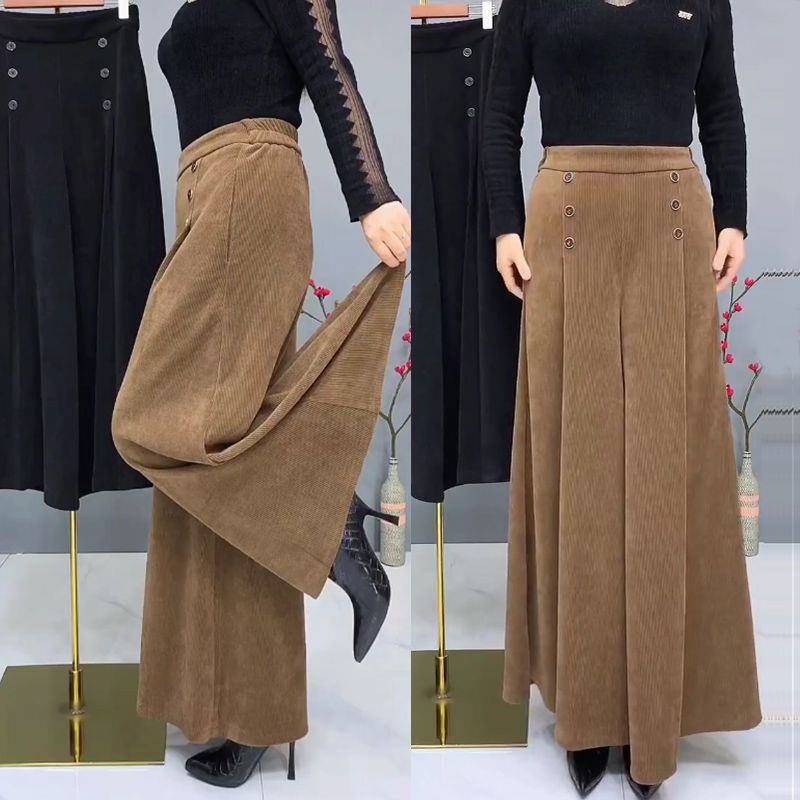✨Zadnji dan 50% popusta🤩【XL-4XL】Debele i tople vunene culottes hlače😚 široke i rastezljive hlače sa širokim nogavicama