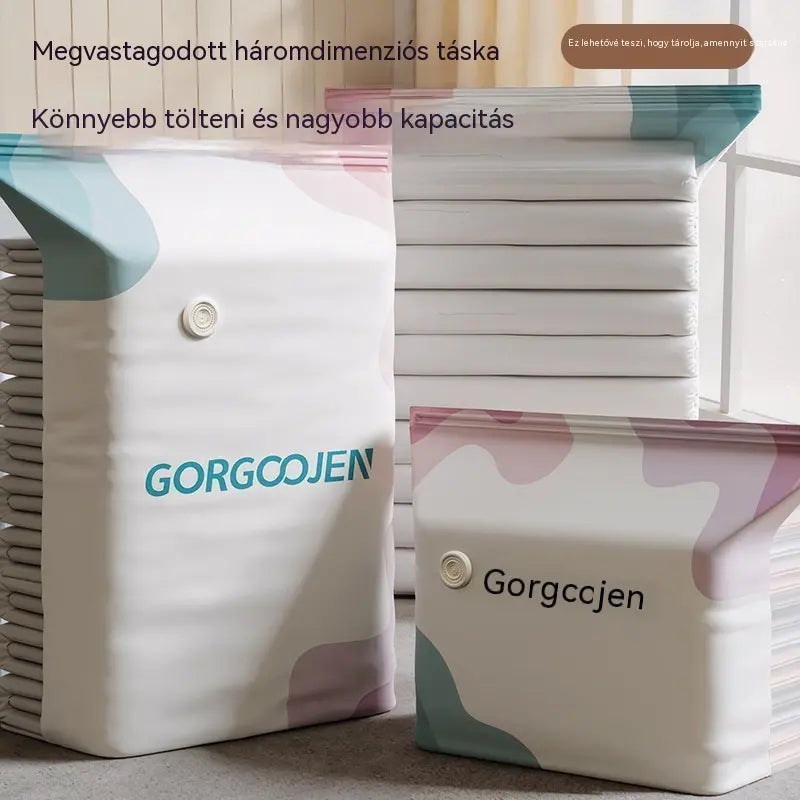 🧳 5 darab 💨 Nagyméretű, kompressziós vákuumos tárolózsákok: nincs szükség pumpára, légmentesen záródnak, és ideálisak a helytakarékossághoz a bőröndben és otthon is ✈️