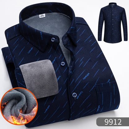 👔 【L-5XL】Męska zimowa biznesowa koszula z długim rękawem, ciepła i elegancka