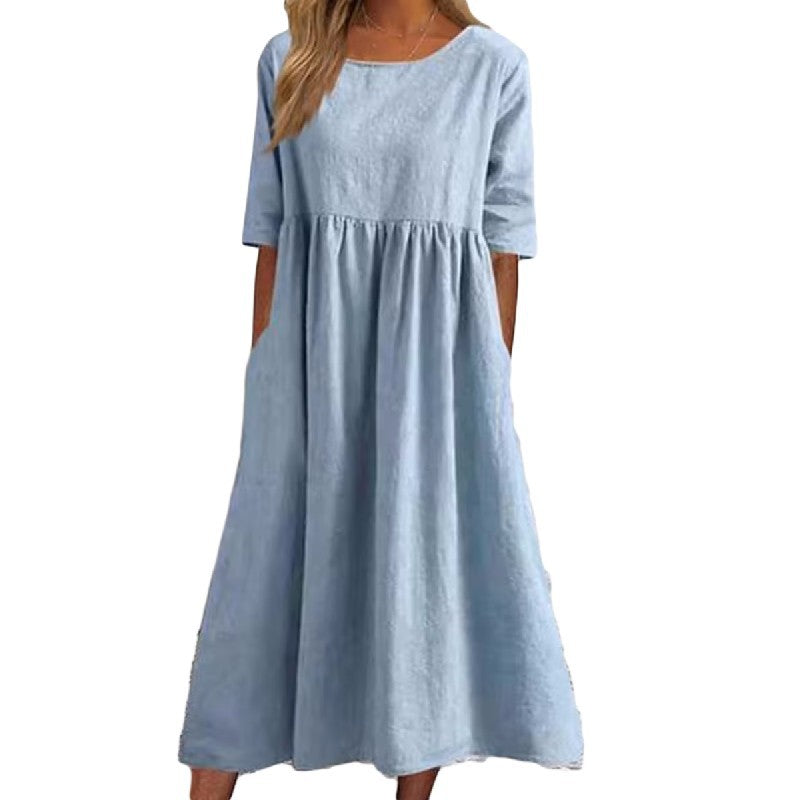 💕【50% sleva】【S-5XL】Nové univerzální volnočasové šaty, s kapsami, volné a pohodlné, ve velkých velikostech