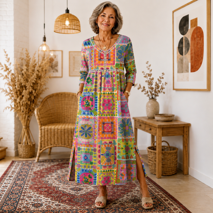 👗【S–5XL】Nové letní retro šaty s módním potiskem – lehké, prodyšné a pohodlné na každodenní nošení
