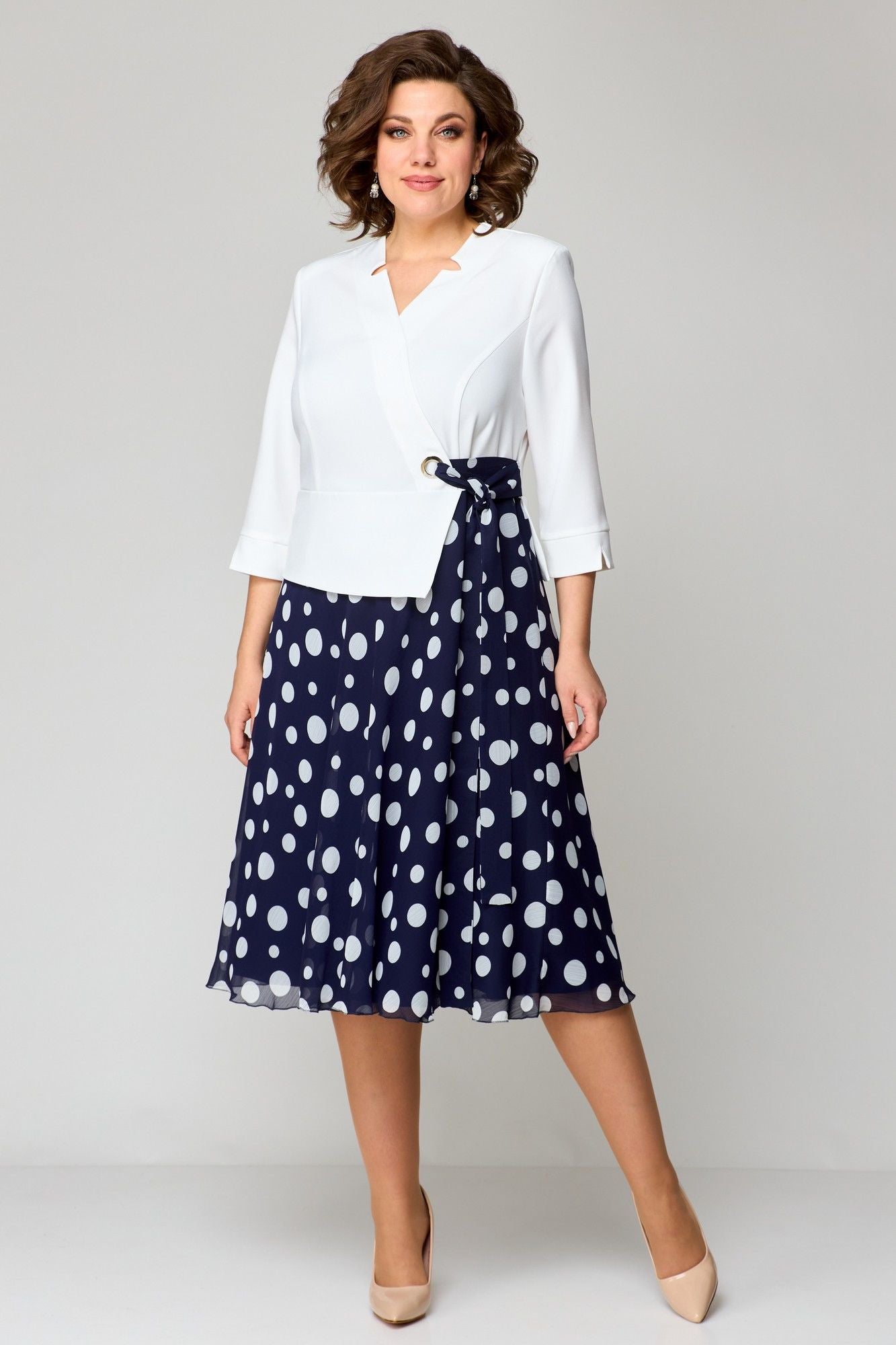 🌸【S-5XL】2024 nova bijelo-plava točkasta haljina  3590840