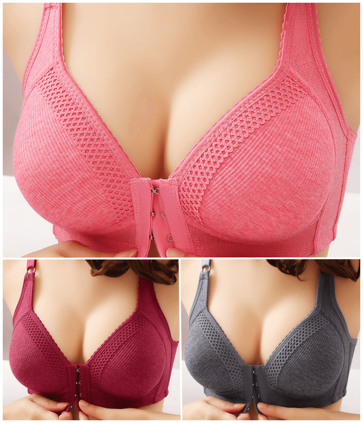 💕【3 darabos szett】Nagy rugalmasságú, varrás nélküli melltartó, vékony és légáteresztő, megereszkedés elleni tartással