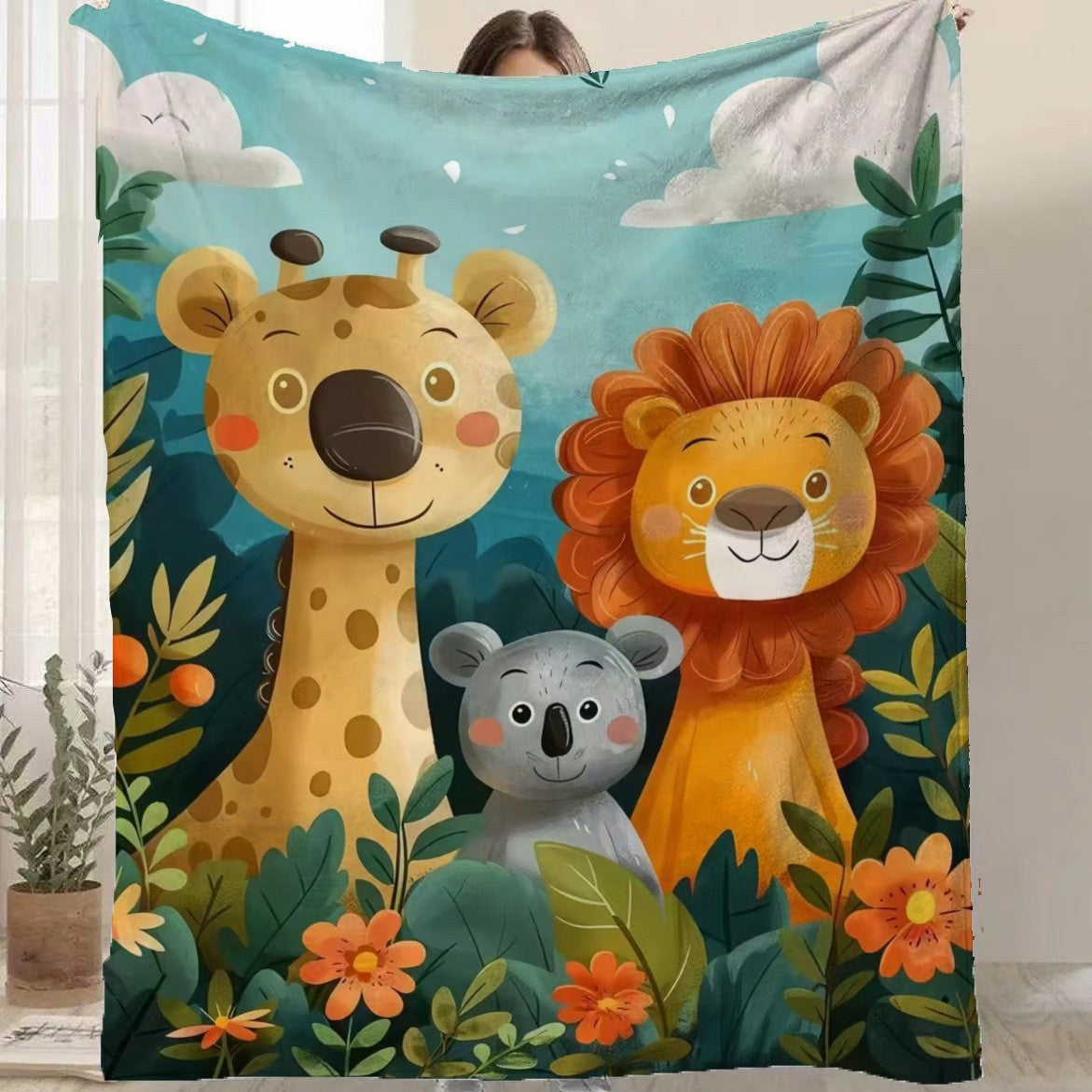 🔥 Manta de franela de alta calidad con estampado animal, gruesa y cómoda, ideal para sofá, descanso y siesta.