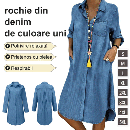 🔥👗 2025 Ženska traper haljina veće veličine Jednobojna ležerna haljina