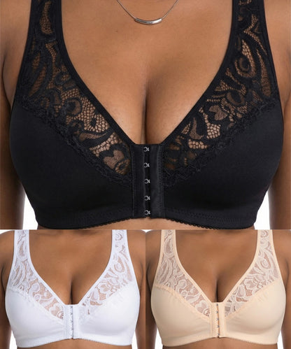 ⏳ Poslední den – 50% sleva【3dílná sada】【L–4XL】😍 plus size push-up prodyšná podprsenka bez kostic, bezšvový design s předním zapínáním