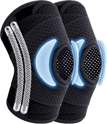 🦵Rodilleras con doble resorte, adecuadas para correr, andar en bicicleta, juegos con pelota y otros deportes.