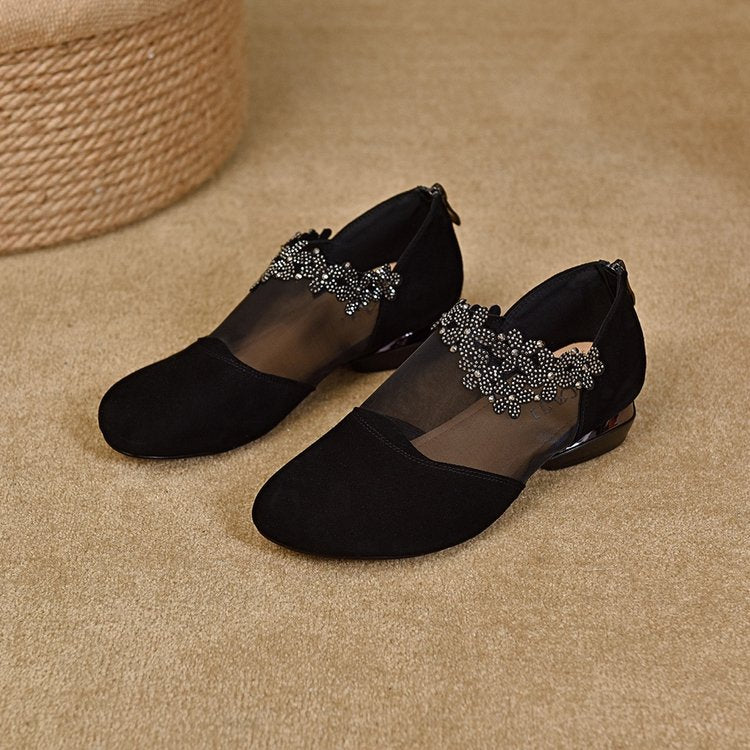 ✨【35-41】Nové elegantní kotníkové boty s prodyšnou síťovinou a nízkým podpatkem