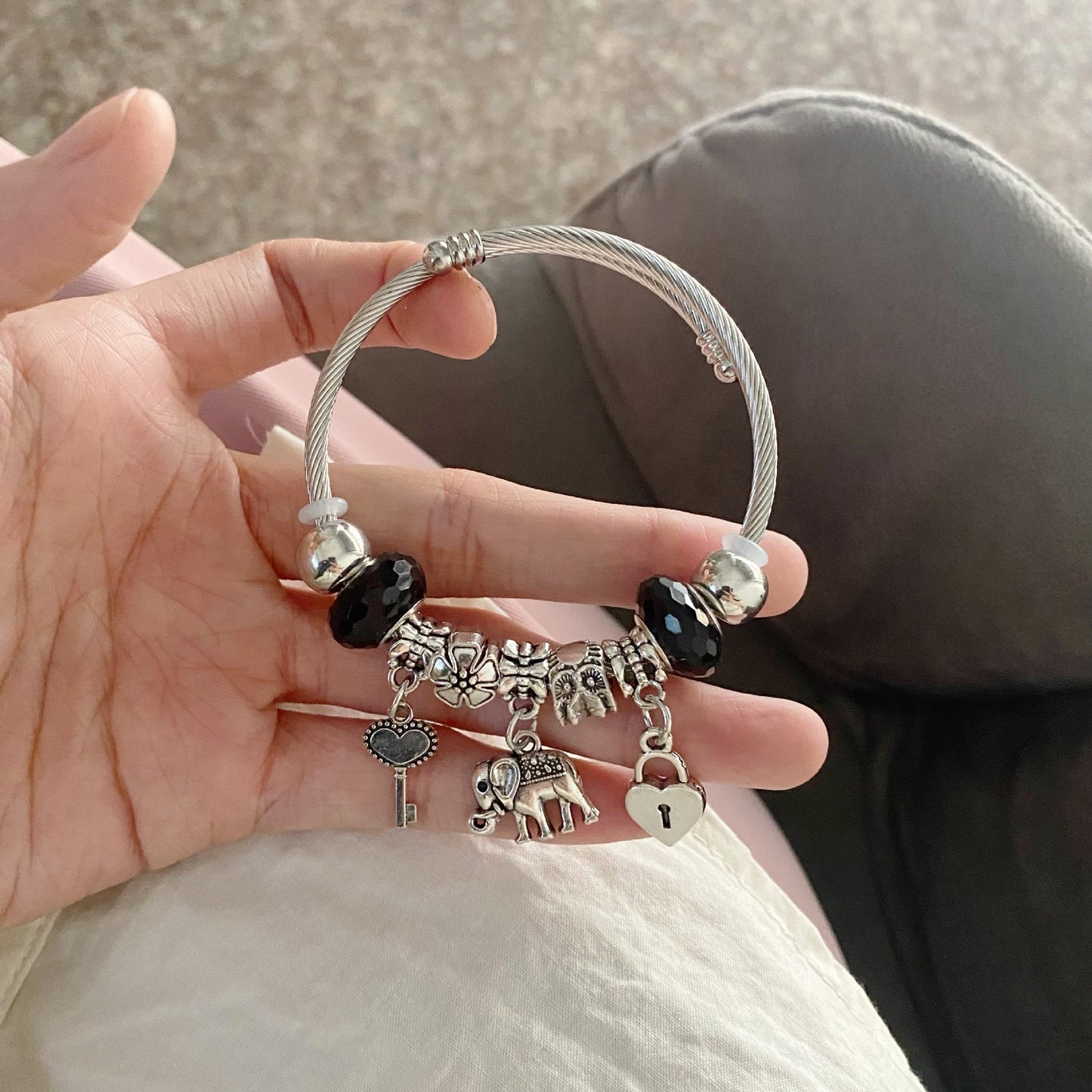 💎 Nowa damska kolorowa bransoletka z kryształowych koralików ze srebra próby 925