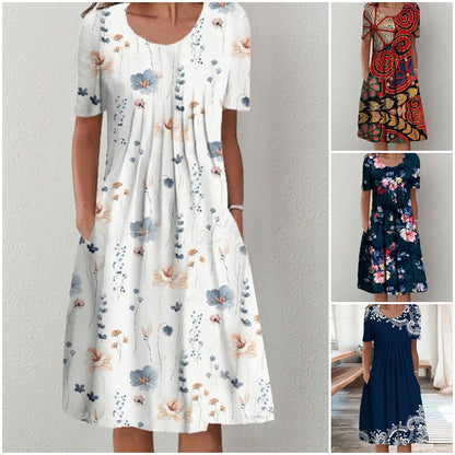 👗🎁 Modna haljina s printom okruglog izreza za 2025