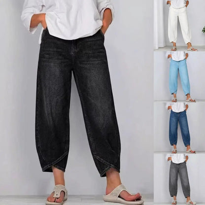 👖【Továbbfejlesztett denim, puha és lélegző】 divatos, laza szabadidős farmer