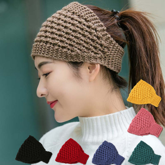 🔥Último día: 50% de descuento【5 piezas】Diadema elástica ancha de lana cálida tejida a mano para otoño e invierno, adecuada para yoga y correr