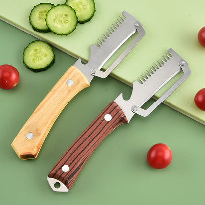 🔥Kupte 1 a získejte 1 zdarma (2 kusy)🧅🔪 Multifunkční kuchyňská škrabka 3 v 1: Loupe, seká zeleninu, krájí maso a otevírá láhve! 🔥