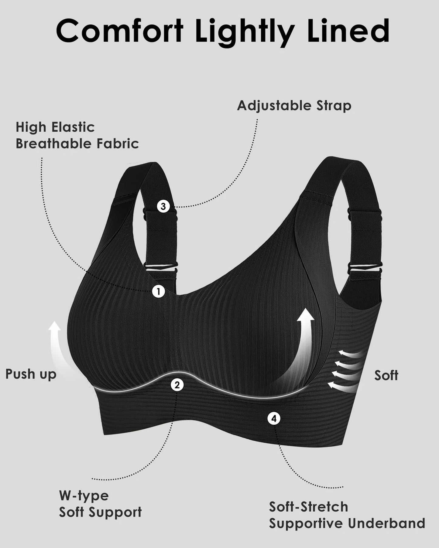 【Pack de 2 de alta calidad】Sujetador sin aros para mujer de una sola pieza ❤️【40-95 kg】Muy cómodo, con material suave y de alta elasticidad.