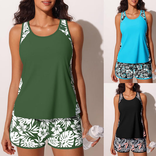 🏖️🥰【Utolsó nap – 50% kedvezmény】🔥【S~3XL】Divatos mintás kétrészes fürdőruha szett, gyorsan száradó és légáteresztő, visszafogott, nem átlátszó kialakítás.