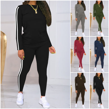 ✨Conjunto femenino de dos piezas a rayas. Casual, moderno y cómodo, ideal para el uso diario y actividades al aire libre.