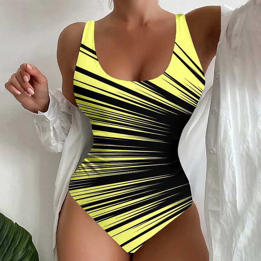 🌴🏖️【Újdonság akció】🔥【S~4XL】Egyedi csíkos egyrészes fürdőruha