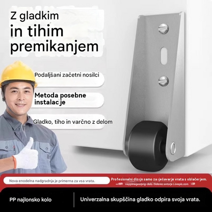 【8 koles + 32 vijakov】🚪 Nosilec za drsna vrata na kolesih – tih, nastavljiv, enostaven za namestitev 🔧