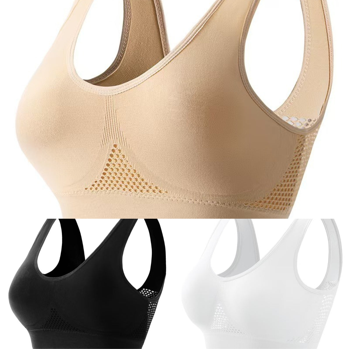 💕3 sztuki【40-120 kg】Damski letni biustonosz plus size bez fiszbin, wysokoelastyczny i przewiewny, elegancki dojrzały styl ❤️