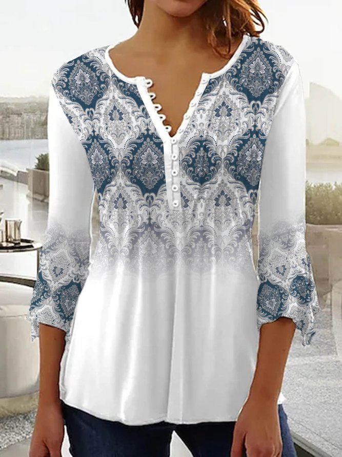 😍 Poslední den – sleva 50 %! ⏳ [S-5XL] Stylové dámské tričko s V výstřihem a potiskem