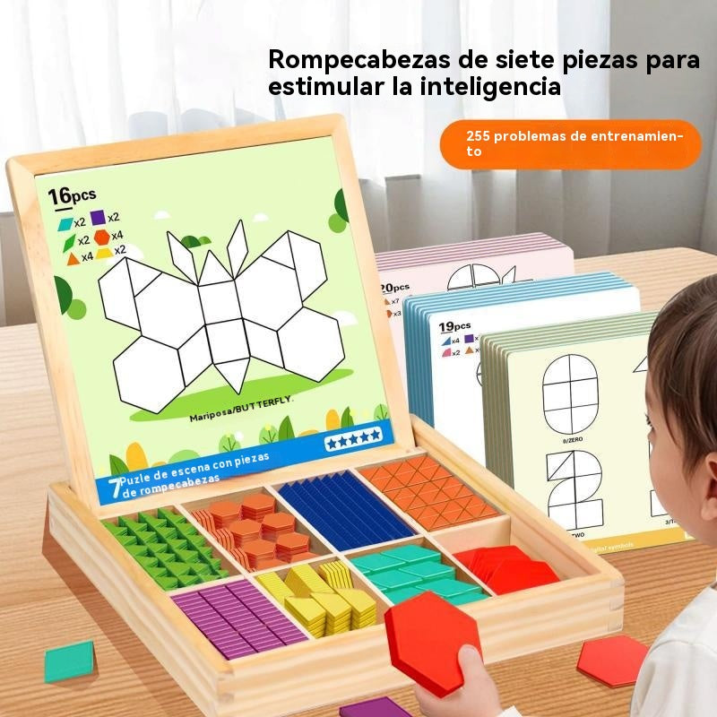🌈🧩【75 piezas】🔥👶Juguete de rompecabezas tangram de madera magnético, entrenamiento cerebral y juguete educativo para niños, estimula el pensamiento