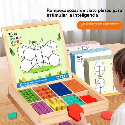 🌈🧩【75 piezas】🔥👶Juguete de rompecabezas tangram de madera magnético, entrenamiento cerebral y juguete educativo para niños, estimula el pensamiento