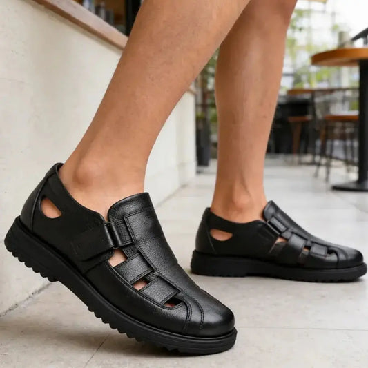 🔥Poslední den 50% slevy👞【38–44】Pánské prodyšné protiskluzové kožené sandály✨Platba na dobírku
